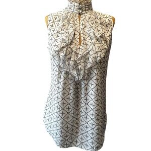 White House Black Market High-Neck Ruffled Blouse Like New! 0